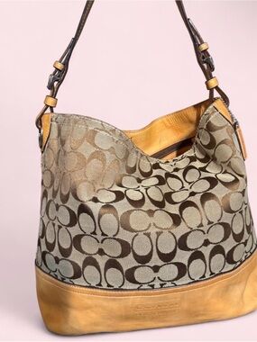 Coach Vintage Brown/Tan Signature Canvas Hobo Bag